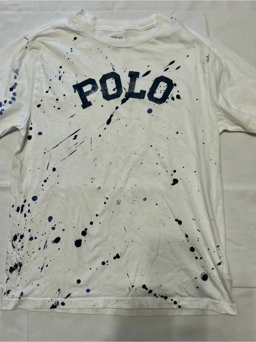 Polo Ralph Lauren boys outfit set sz 14 L14-16 paint splatter Tee chino shorts